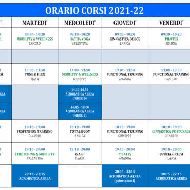 ORARIO CORSI 2021-22!
