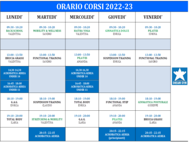 ORARIO CORSI 2022-23!