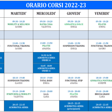 ORARIO CORSI 2022-23!